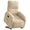 Fauteuil inclinable électrique crème tissu microfibre 