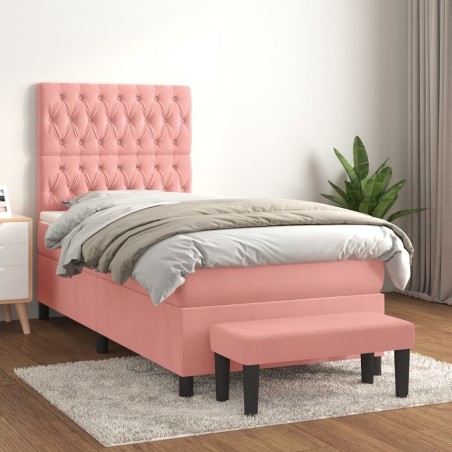 Sommier à lattes de lit et matelas Rose 80x200 cm Velours 