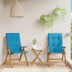 Chaises de jardin inclinables lot de 2 et coussins teck massif 