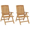 Chaises de jardin inclinables lot de 2 et coussins teck massif 