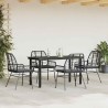 Ensemble à manger de jardin et coussins 5 pcs noir rotin verre 