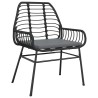 Ensemble à manger de jardin et coussins 5 pcs noir rotin verre 