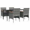 Ensemble à manger de jardin et coussins 5pcs Gris/noir 