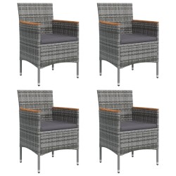 Ensemble à manger de jardin et coussins 5pcs Gris/noir 