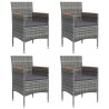 Ensemble à manger de jardin et coussins 5pcs Gris/noir 