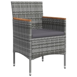 Ensemble à manger de jardin et coussins 5pcs Gris/noir 