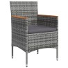 Ensemble à manger de jardin et coussins 5pcs Gris/noir 