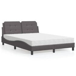 Lit avec matelas gris 120x200 cm similicuir 
