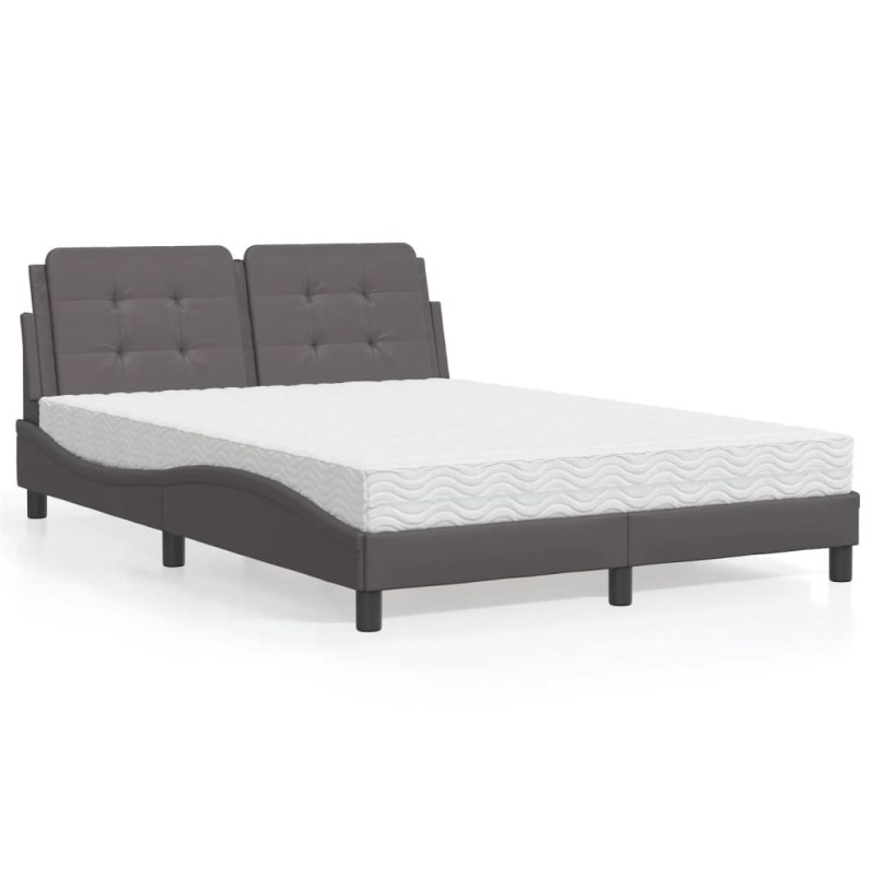 Lit avec matelas gris 120x200 cm similicuir 