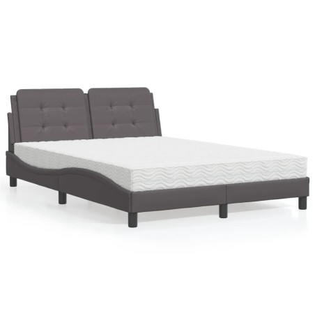 Lit avec matelas gris 120x200 cm similicuir 