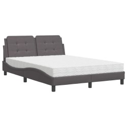 Lit avec matelas gris 120x200 cm similicuir 