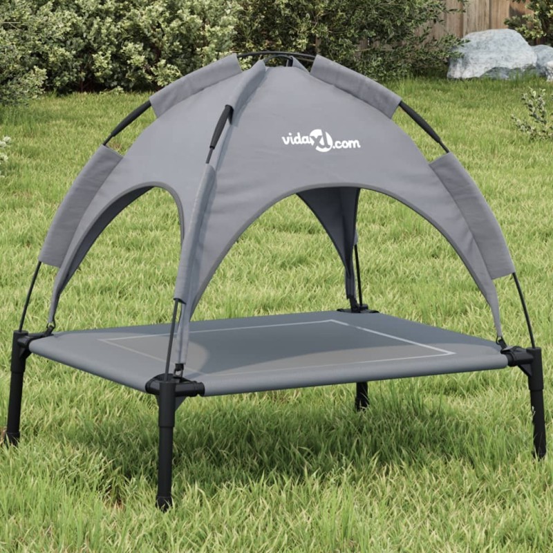 Lit pour chien avec auvent anthracite tissu Oxford et acier 