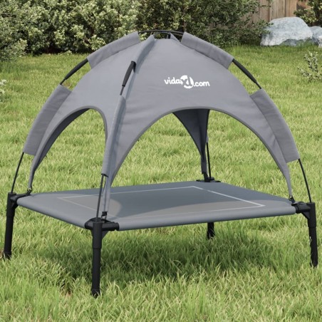 Lit pour chien avec auvent anthracite tissu Oxford et acier 