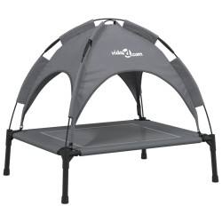Lit pour chien avec auvent anthracite tissu Oxford et acier 