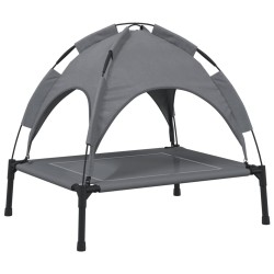 Lit pour chien avec auvent anthracite tissu Oxford et acier 