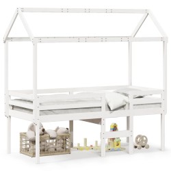 Lit haut sans matelas blanc 90x200 cm bois de pin massif 
