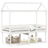 Lit haut sans matelas blanc 90x200 cm bois de pin massif 