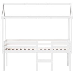 Lit haut sans matelas blanc 90x200 cm bois de pin massif 