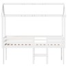 Lit haut sans matelas blanc 90x200 cm bois de pin massif 