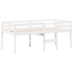 Lit haut sans matelas blanc 90x200 cm bois de pin massif 