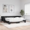 Lit de jour avec gigogne et matelas noir 90x200 cm tissu 