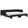 Lit de jour avec gigogne et matelas noir 90x200 cm tissu 