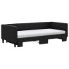 Lit de jour avec gigogne et matelas noir 90x200 cm tissu 