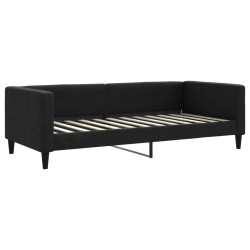 Lit de jour avec gigogne et matelas noir 90x200 cm tissu 