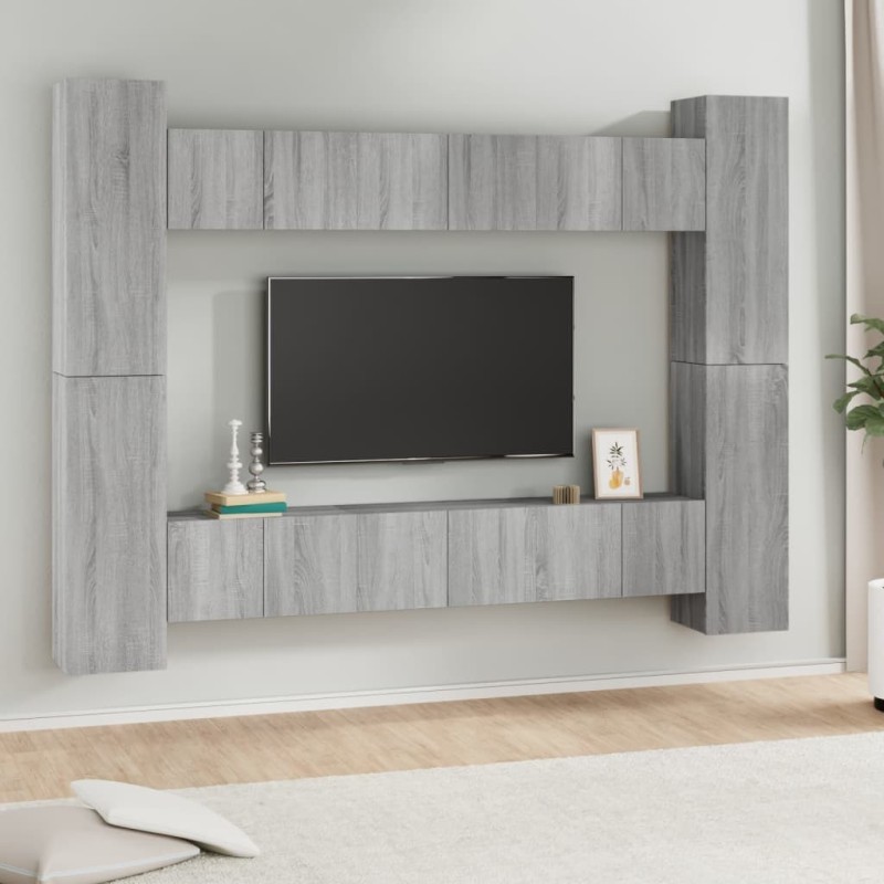Ensemble de meubles TV 10 pcs Sonoma gris Bois d'ingénierie Ensemble de meubles TV 10 pcs Sonoma gris Bois d'ingénierie