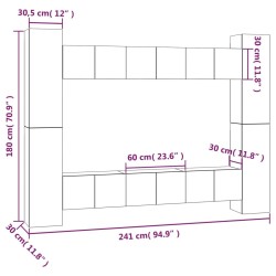 Ensemble de meubles TV 10 pcs Sonoma gris Bois d'ingénierie 