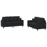 Ensemble de canapés 2 pcs avec coussins Noir Velours 