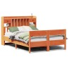 Lit bibliothèque sans matelas cire marron 150x200 cm pin massif 