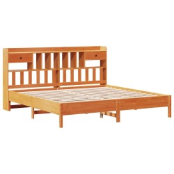 Lit bibliothèque sans matelas cire marron 180x200 cm pin massif 