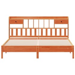 Lit bibliothèque sans matelas cire marron 180x200 cm pin massif 