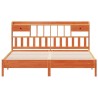 Lit bibliothèque sans matelas cire marron 180x200 cm pin massif 