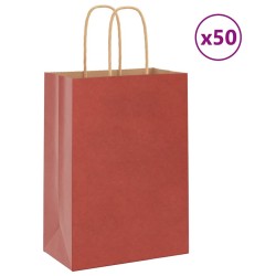 Sacs en papier 50 pcs avec poignées rouge 15x8x21 cm 