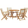 Ensemble à manger de jardin 5 pcs blanc crème tissu bois massif 