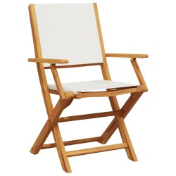 Ensemble à manger de jardin 5 pcs blanc crème tissu bois massif 