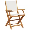 Ensemble à manger de jardin 5 pcs blanc crème tissu bois massif 