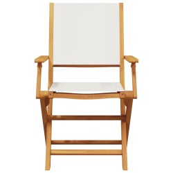 Ensemble à manger de jardin 5 pcs blanc crème tissu bois massif 