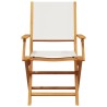 Ensemble à manger de jardin 5 pcs blanc crème tissu bois massif 