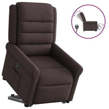 Fauteuil inclinable électrique marron foncé tissu 