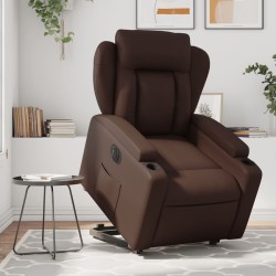 Fauteuil inclinable électrique marron similicuir 