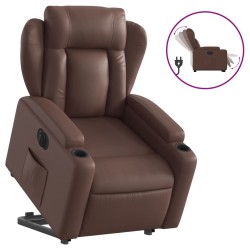 Fauteuil inclinable électrique marron similicuir 