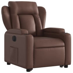 Fauteuil inclinable électrique marron similicuir 