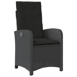 Ensemble à manger de jardin avec coussins 3 pcs Noir 
