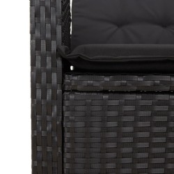 Ensemble à manger de jardin avec coussins 3 pcs Noir 
