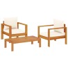 Salon de jardin avec coussins 3 pcs bois massif d'acacia 