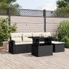 Salon de jardin 6 pcs avec coussins noir résine tressée 