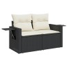 Salon de jardin 6 pcs avec coussins noir résine tressée 